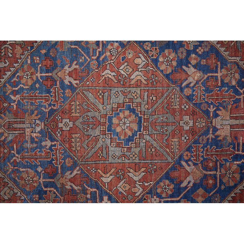 Langley Street Kepler Performance Red/Navy Blue Machine Washable Rug